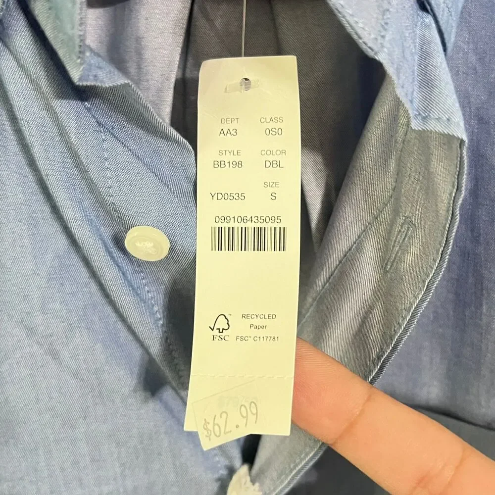 Jcrew Mens Shirt Size S Lightweight Blue Performance Stretch Classic Long Sleeve